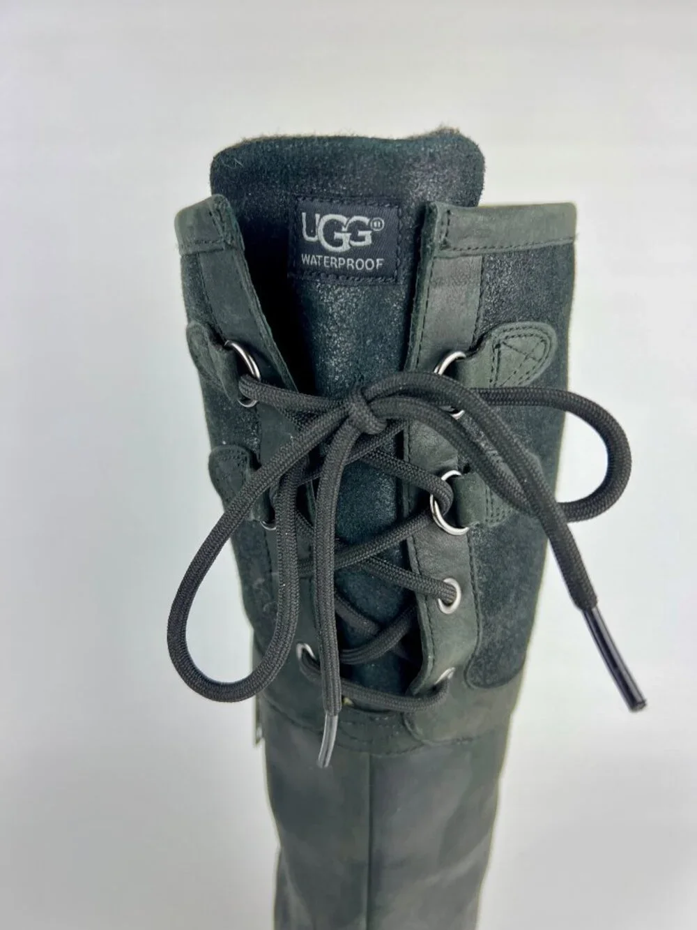 Ugg Womens Elsa Tall Boots 1008438 Black Waterproof Leather Rain Winter size 6